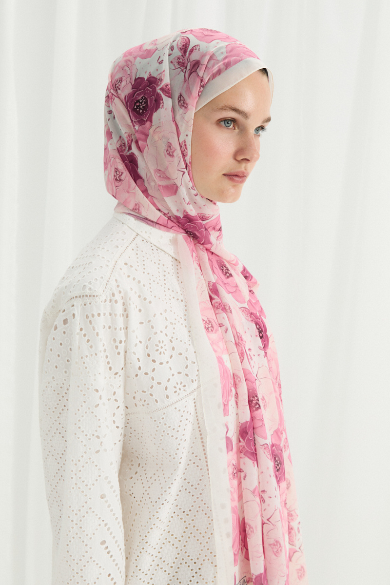 Moon İpek Krep Şal - Şeker Pembe - 4