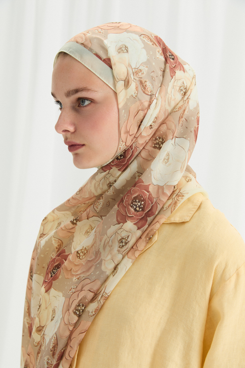 Moon İpek Krep Şal - Tereyağ Sarısı - 3