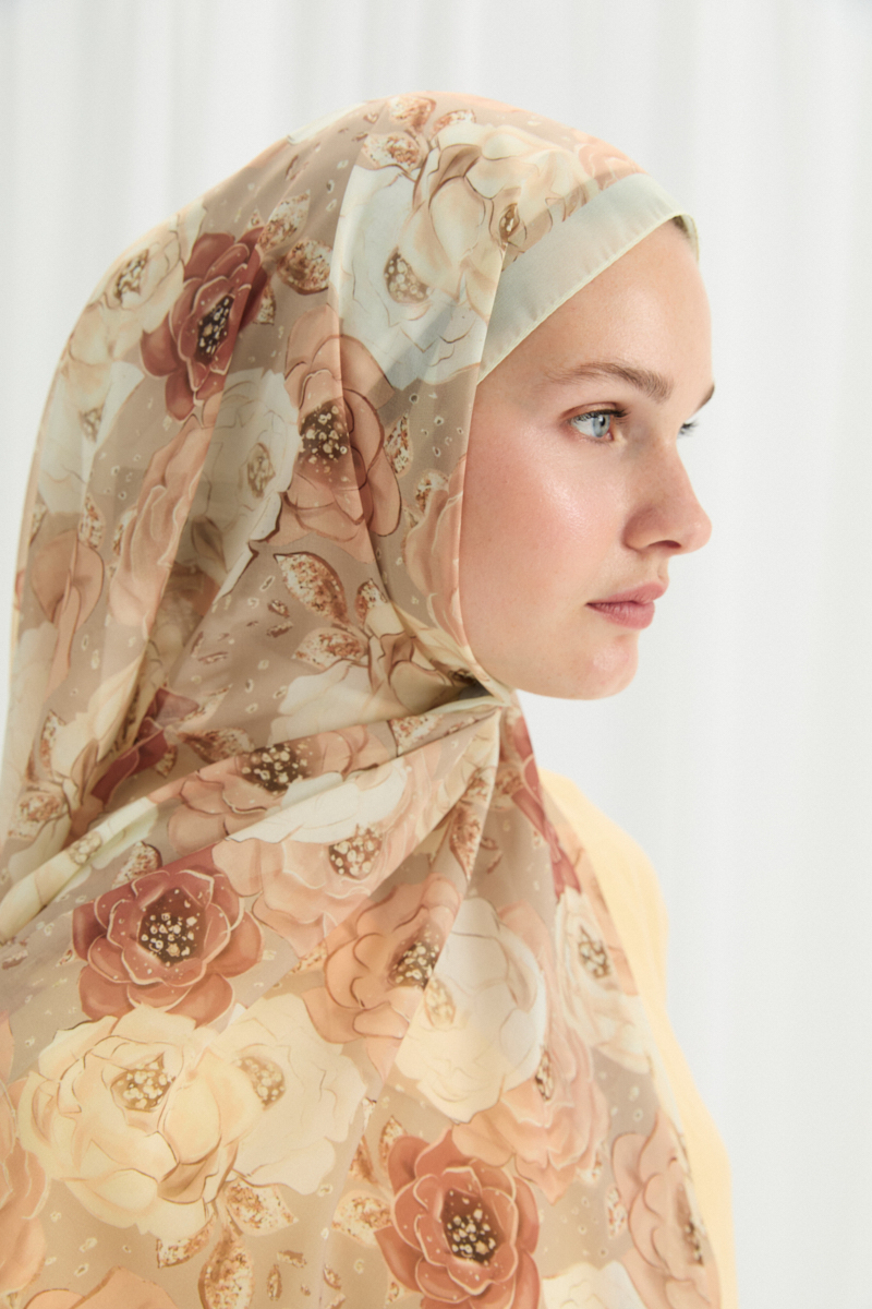 Moon İpek Krep Şal - Tereyağ Sarısı - 4