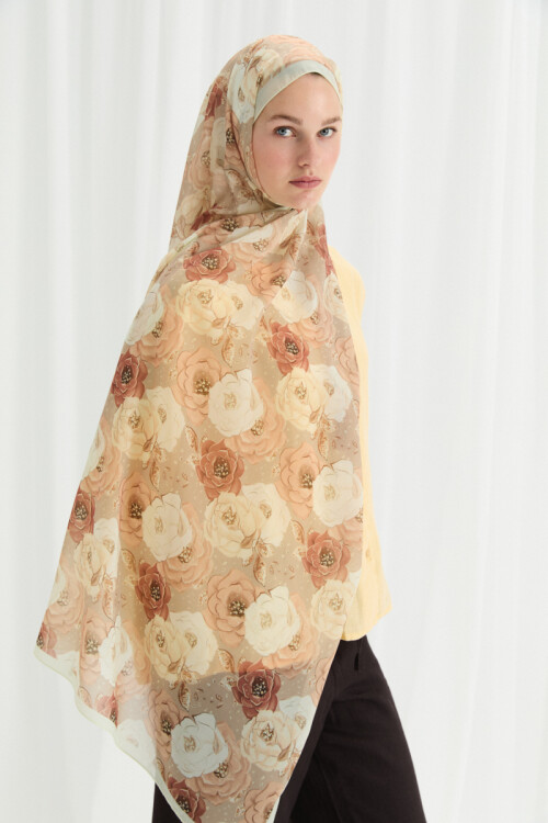 Moon İpek Krep Şal - Tereyağ Sarısı - Camellia Scarfs (1)