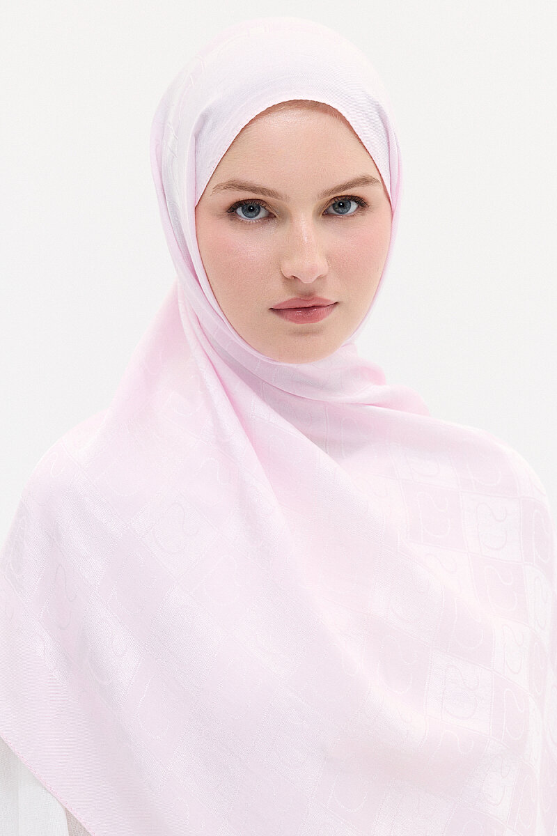 Naia Jakar Şal Monogram Desen - Pembe - 3