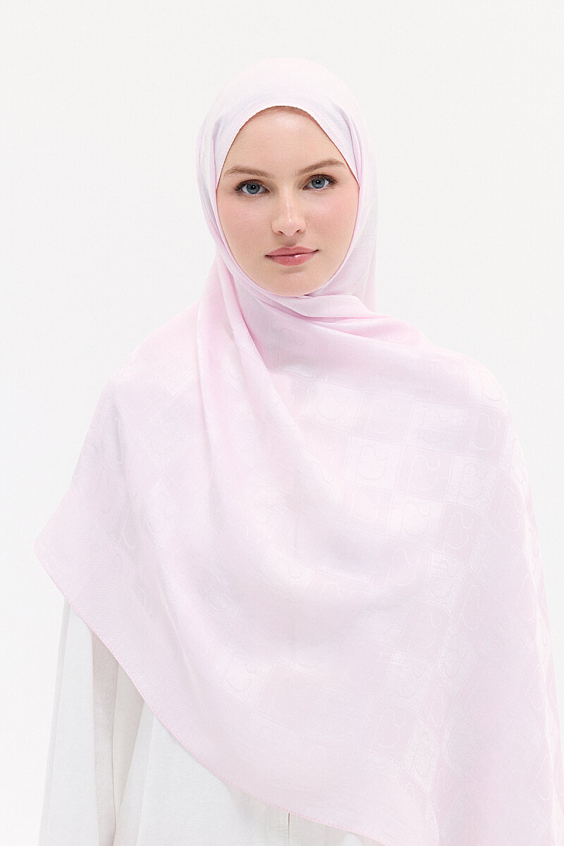 Naia Jakar Şal Monogram Desen - Pembe - 4