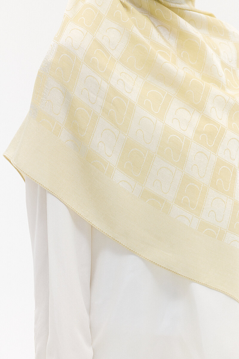 Naia Jakar Şal Monogram Desen - Tereyağ Sarısı - 3