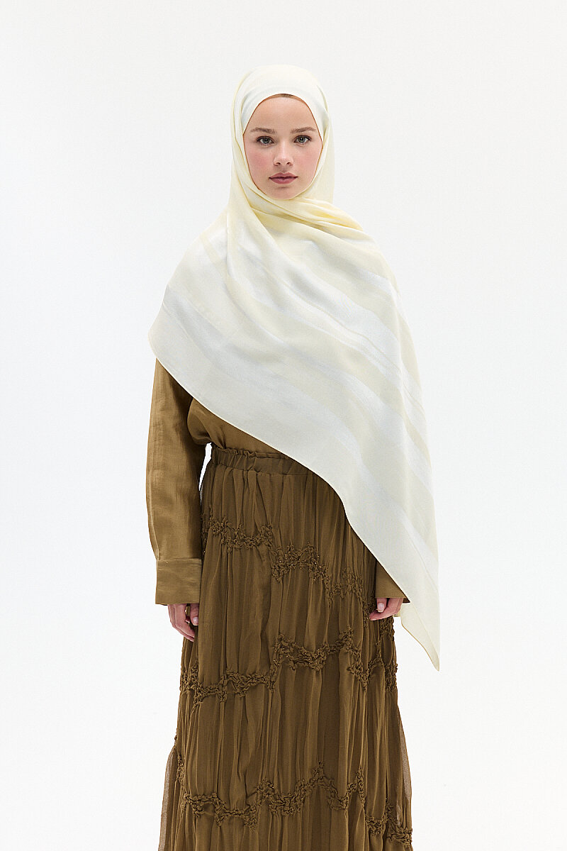 Naia Jakar Şal Şerit desen - Ekru - 1