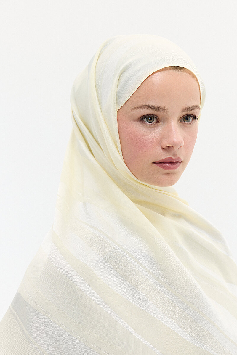 Naia Jakar Şal Şerit desen - Ekru - 4