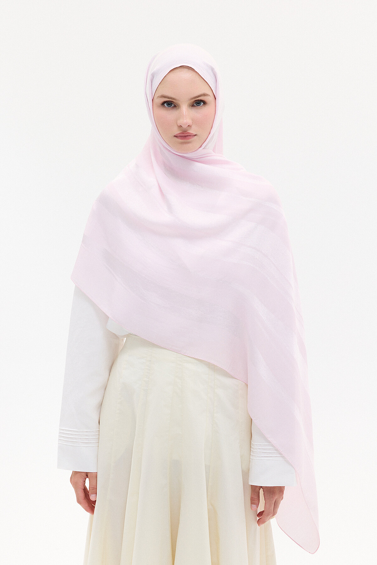 Naia Jakar Şal Şerit desen - Pembe - Camellia Scarfs