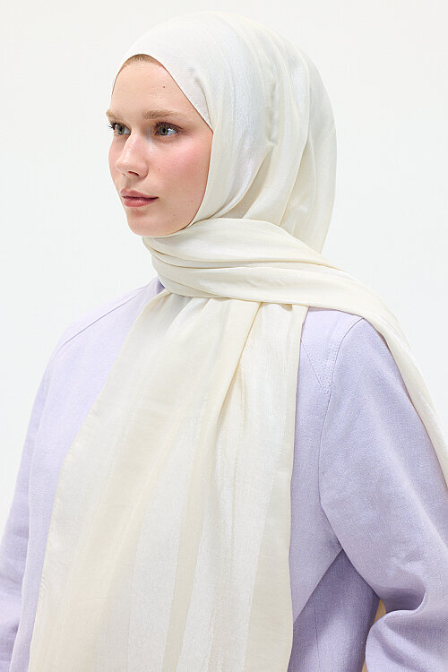 Naia Jakar Şal Şerit Desen - Taş - Camellia Scarfs (1)