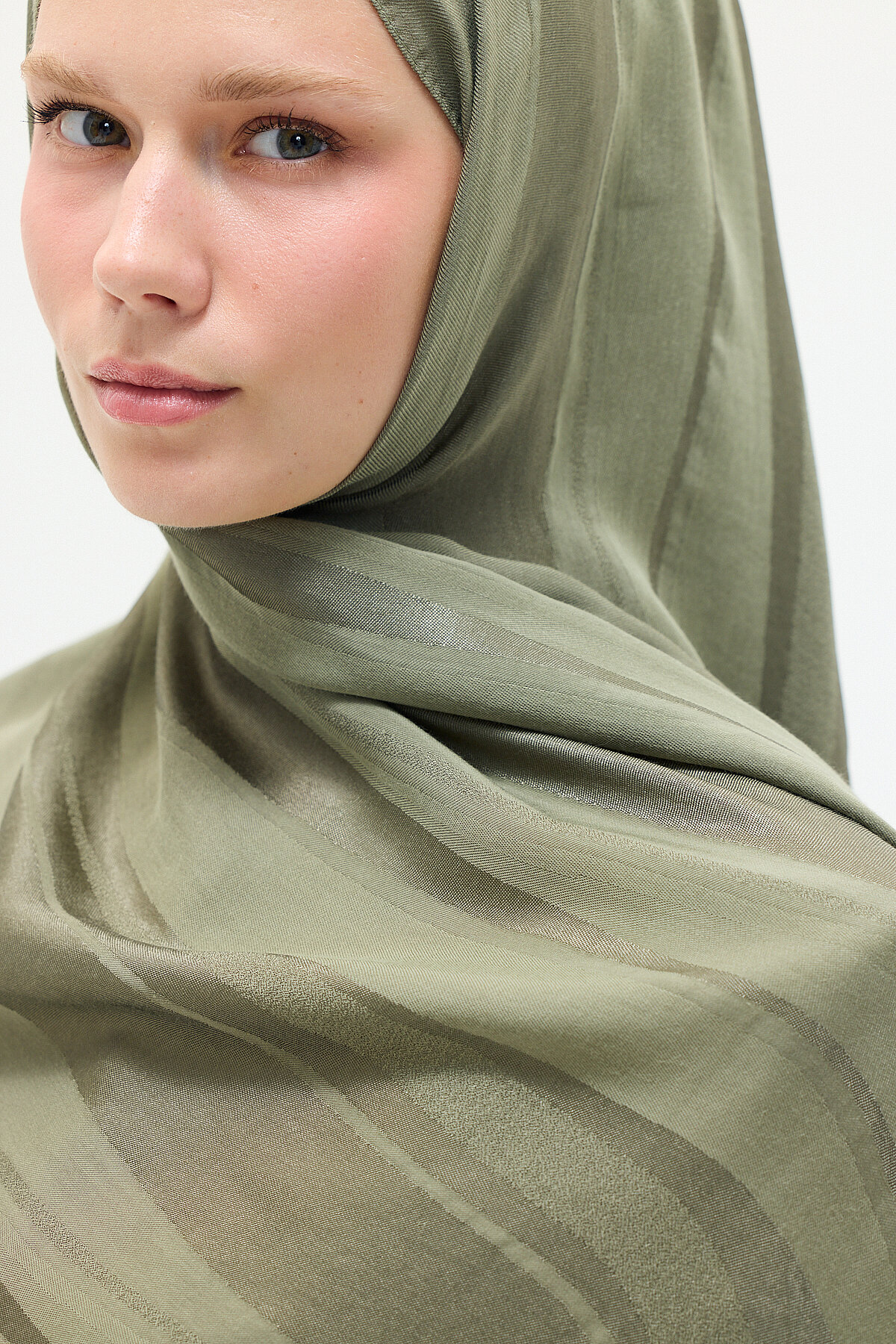Naia Jakar Şal Şerit desen - Yeşil - Camellia Scarfs (1)
