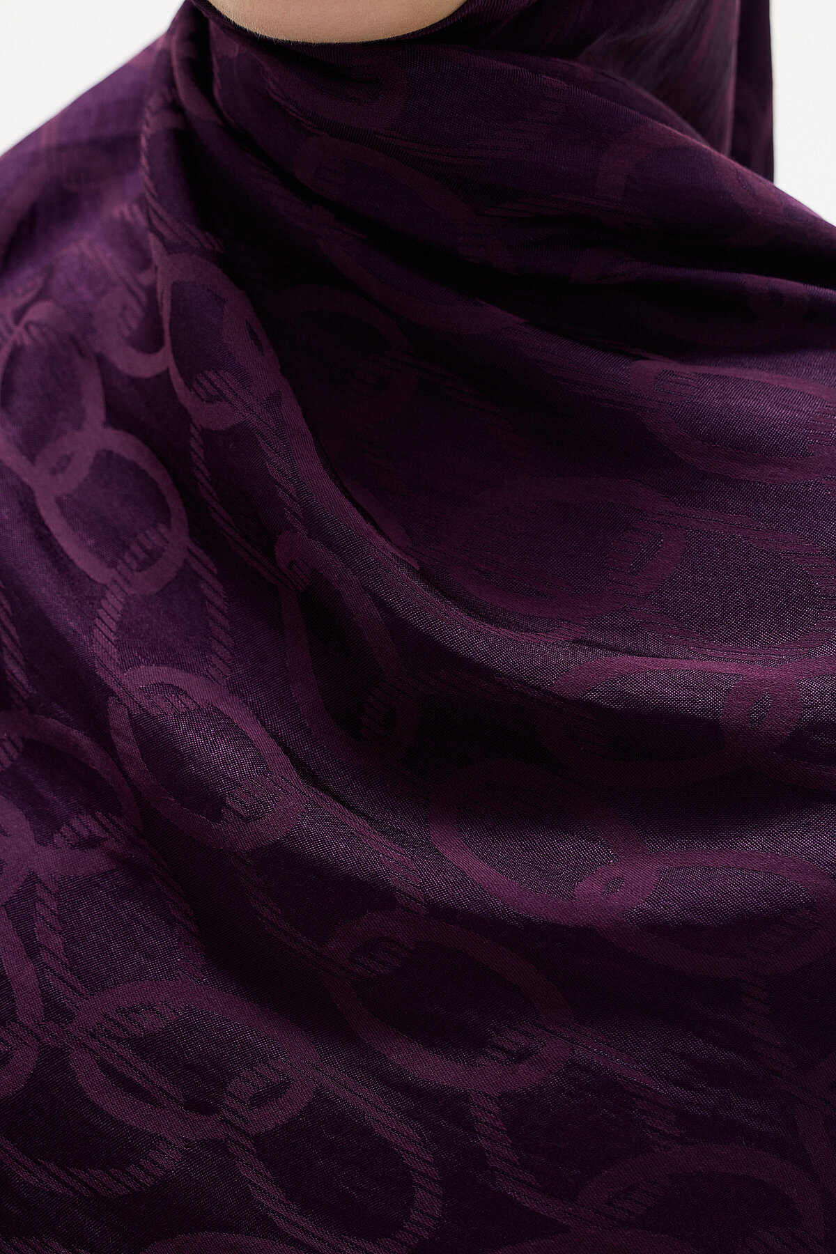 Naia Jakar Şal Zincir Desen - Mor - Camellia Scarfs (1)