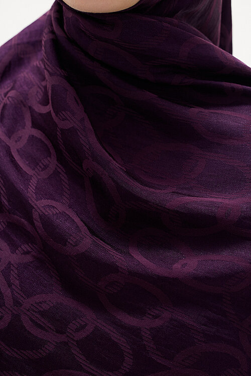 Naia Jakar Şal Zincir Desen - Mor - Camellia Scarfs (1)