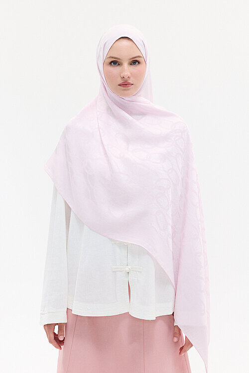 Naia Jakar Şal Zincir Desen - Pembe 