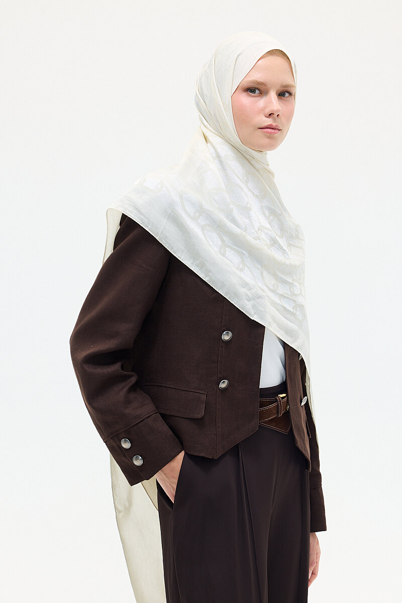 Naia Jakar Şal Zincir Desen - Taş - 4