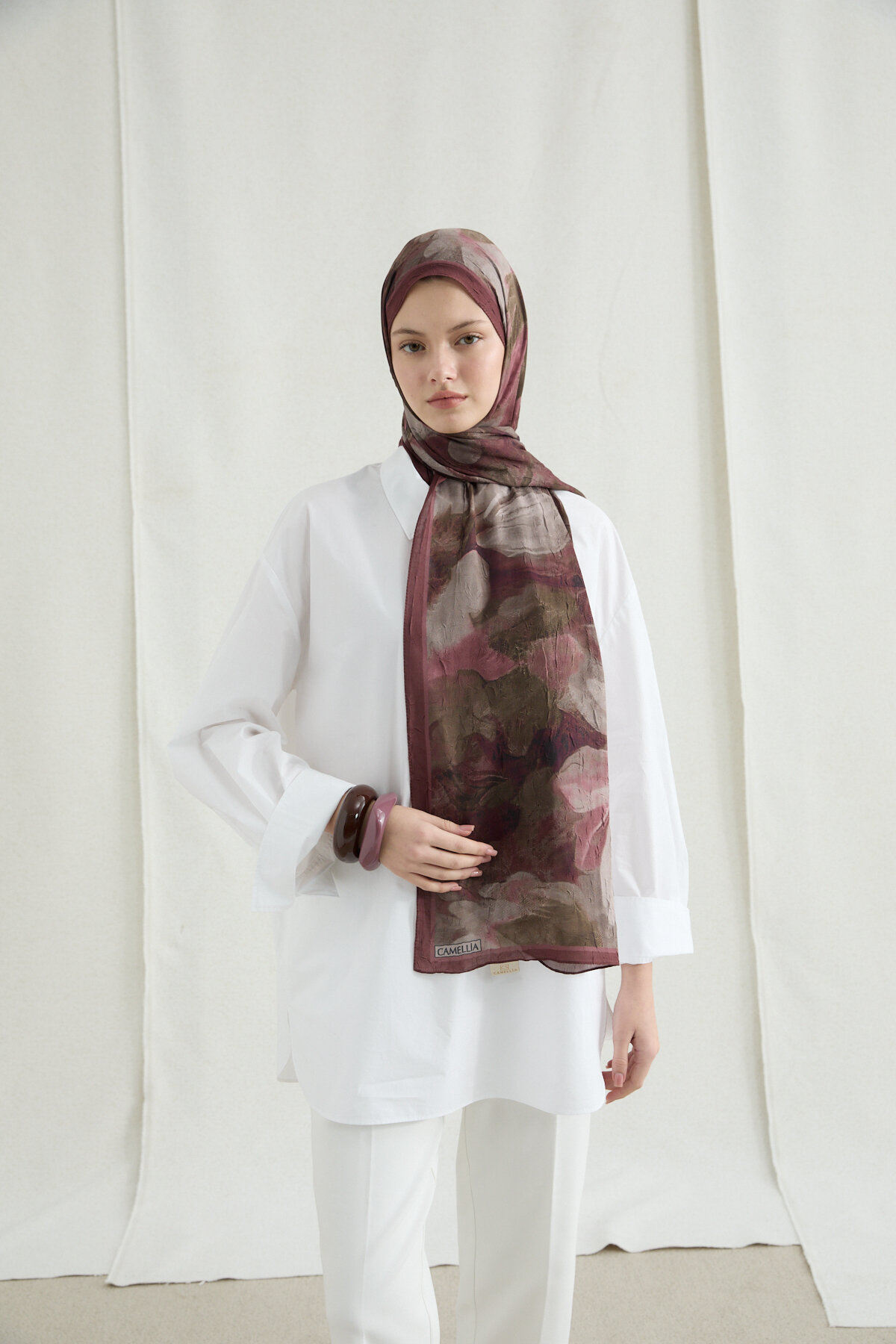 Nars Kraş Şal - Bordo - Camellia Scarfs