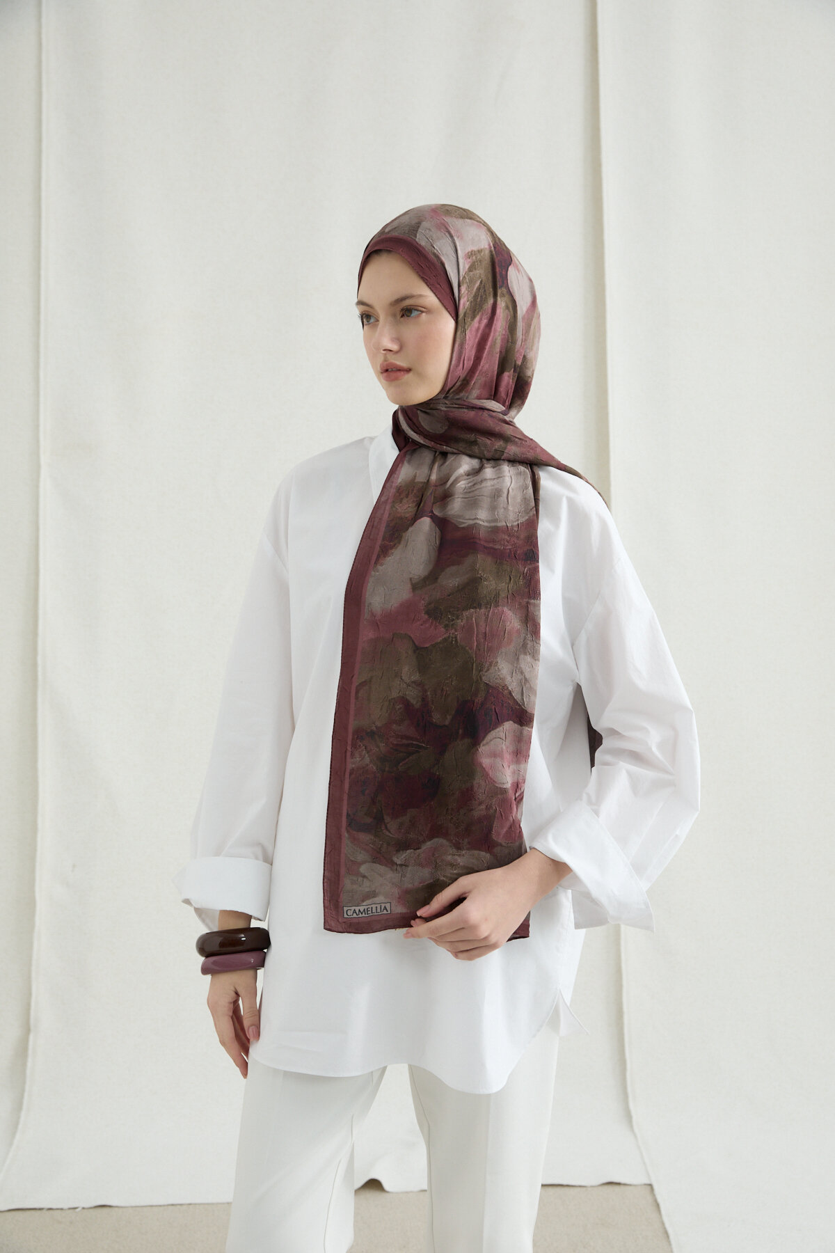 Nars Kraş Şal - Bordo - Camellia Scarfs (1)