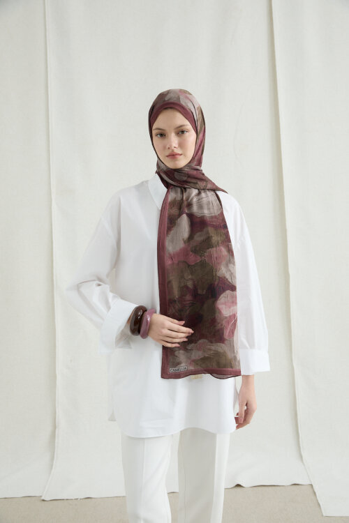 Nars Kraş Şal - Bordo - Camellia Scarfs