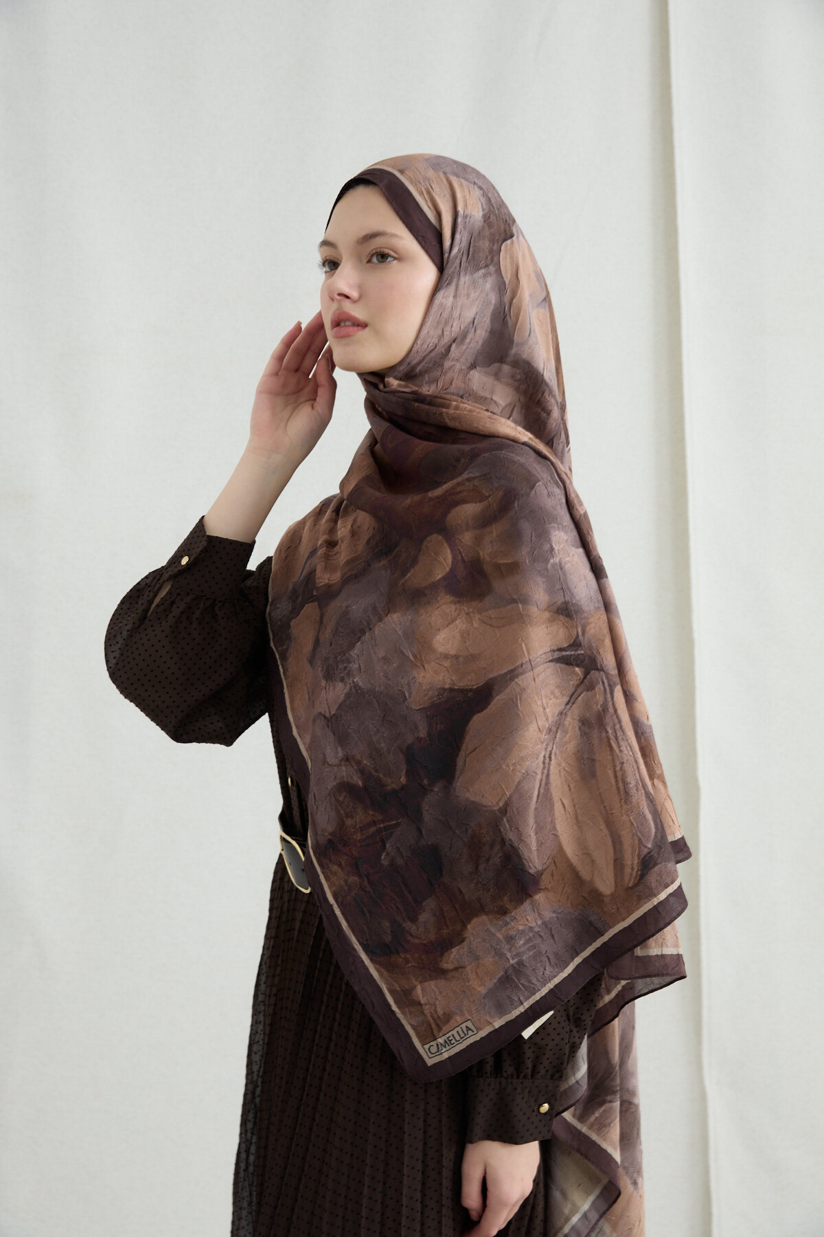 Nars Kraş Şal - Kahve - Camellia Scarfs (1)