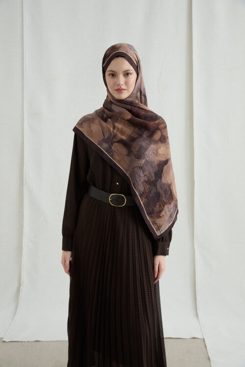 Nars Kraş Şal - Kahve - Camellia Scarfs