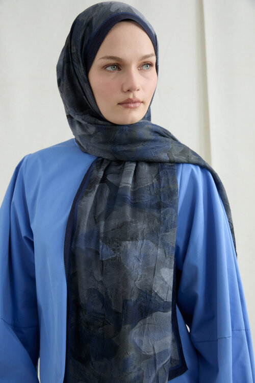 Nars Kraş Şal - Lacivert - Camellia Scarfs (1)