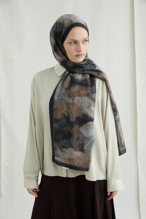 Nars Kraş Şal - Siyah Bej - Camellia Scarfs (1)