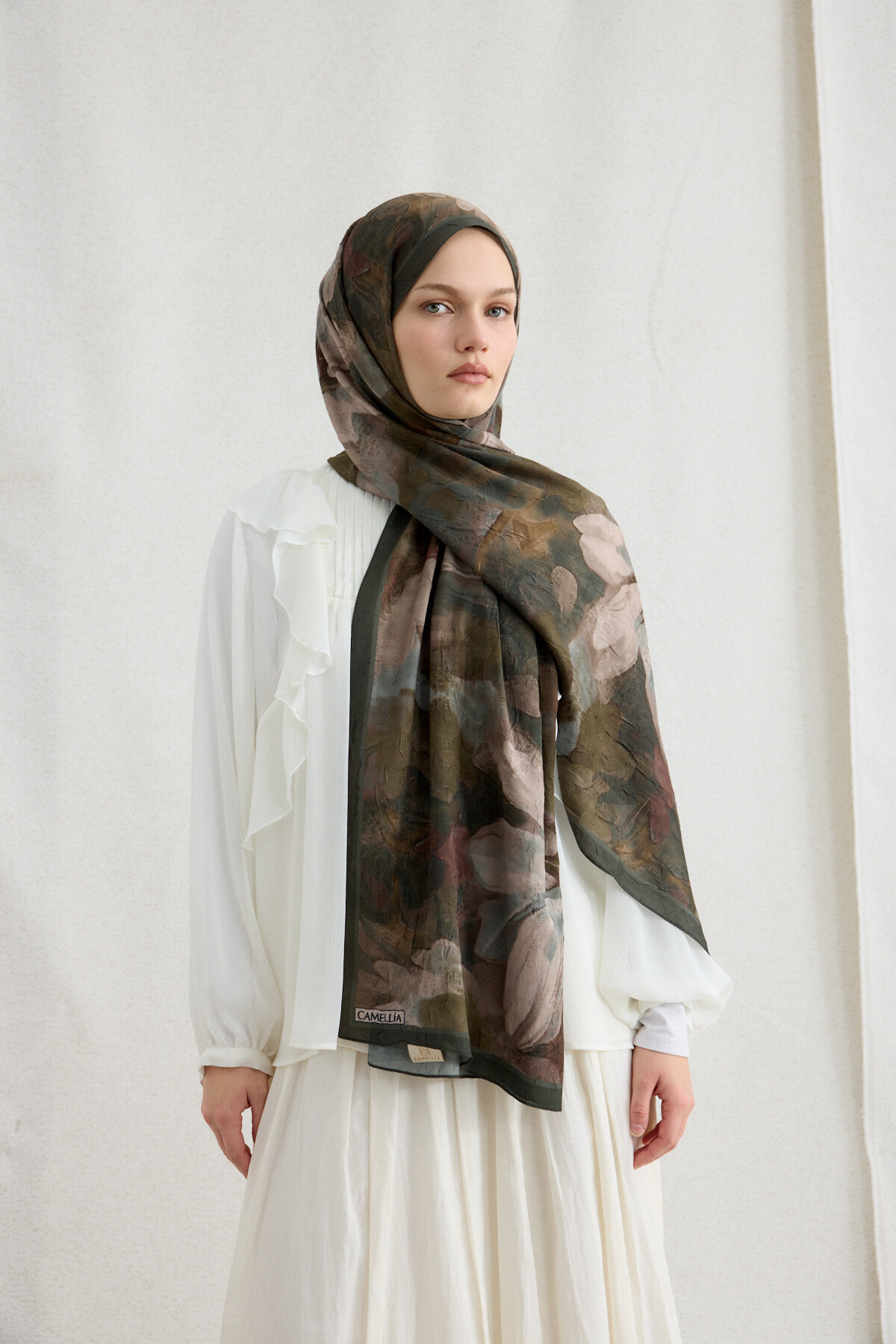 Nars Kraş Şal - Yeşil - Camellia Scarfs