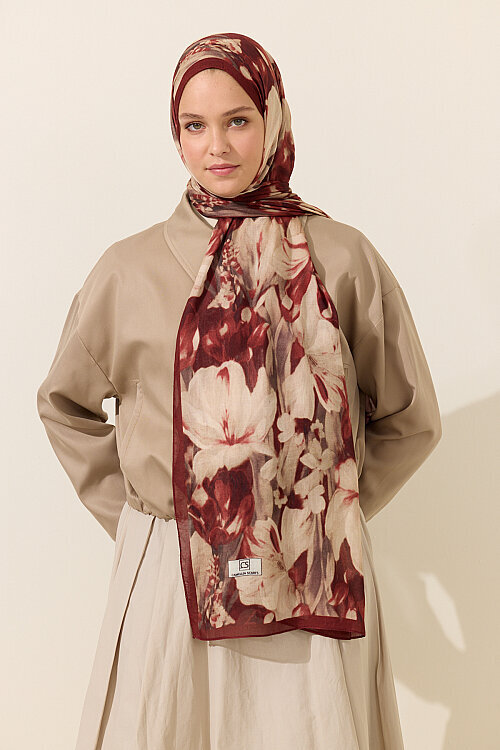 Noa Rami Şal - Bordo - Camellia Scarfs