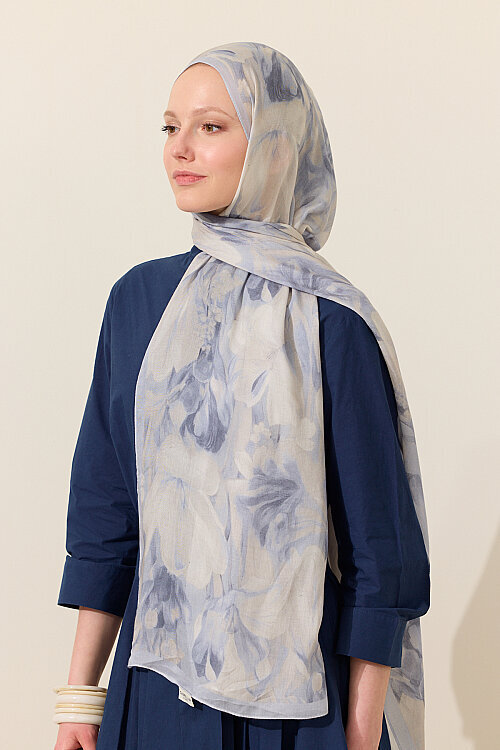 Noa Rami Şal - Mavi - Camellia Scarfs (1)