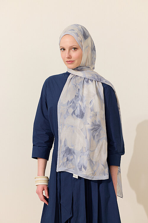 Noa Rami Şal - Mavi - Camellia Scarfs