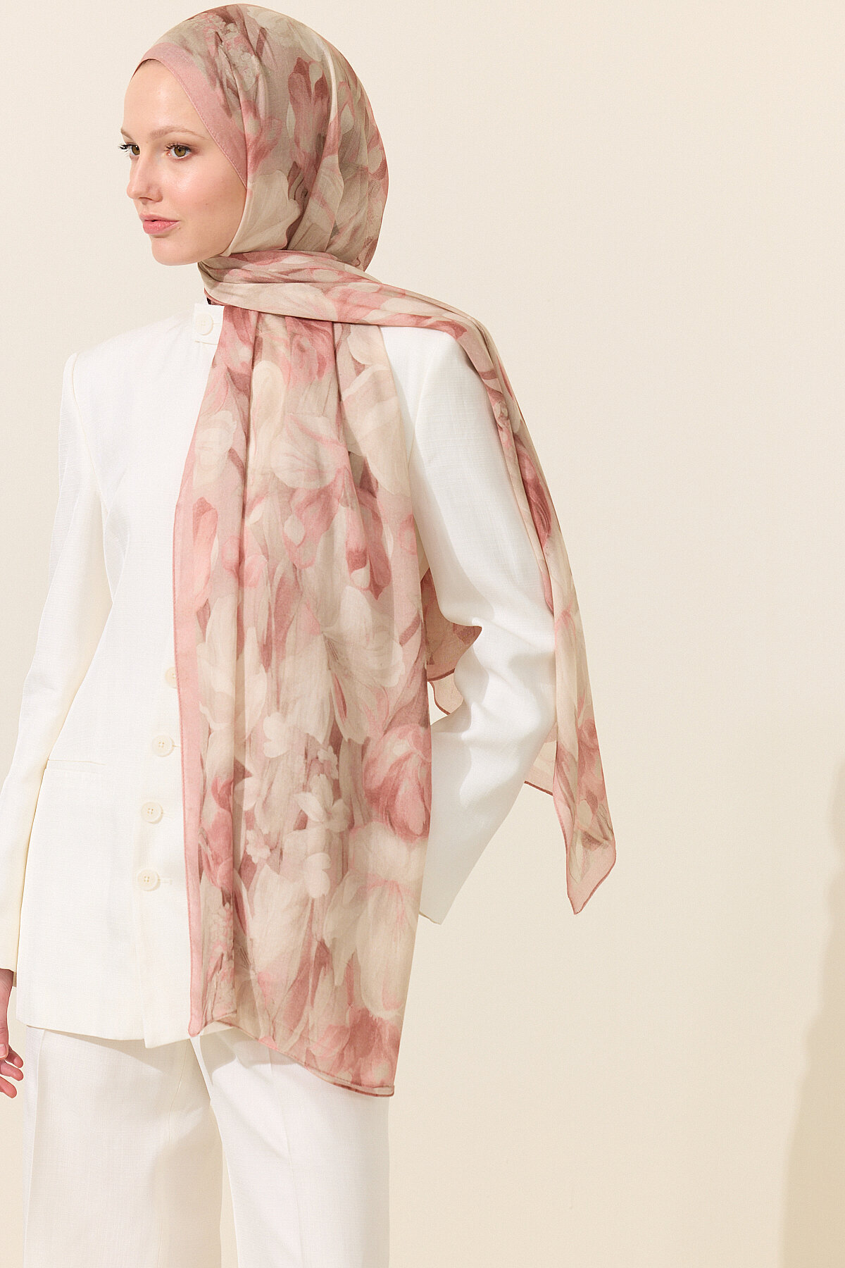 Noa Rami Şal - Pembe - Camellia Scarfs (1)