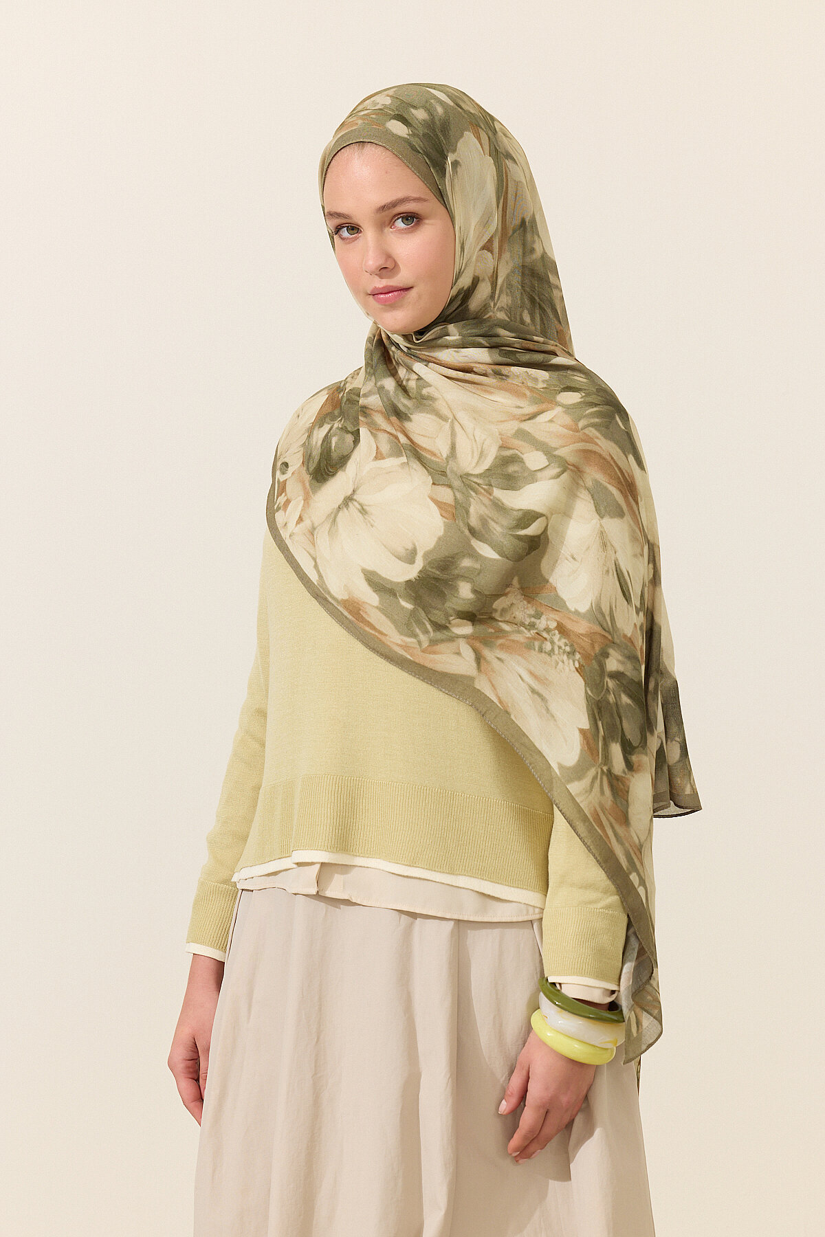 Noa Rami Şal - Yeşil - Camellia Scarfs (1)