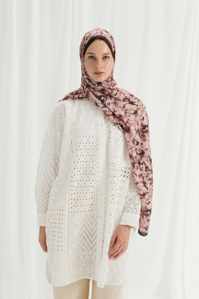 Olivia Kraş Şal - Kahve - 1