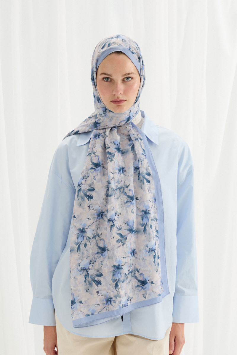 Olivia Kraş Şal - Mavi - 1