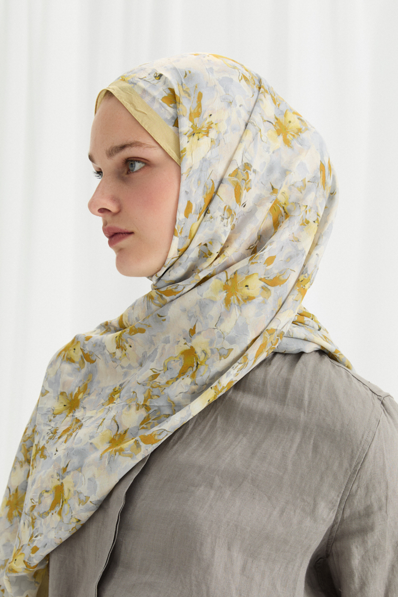 Olivia Kraş Şal - Gri Sarı - 4