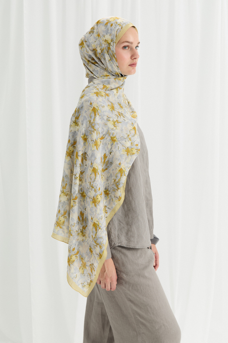 Olivia Kraş Şal - Gri Sarı - 3