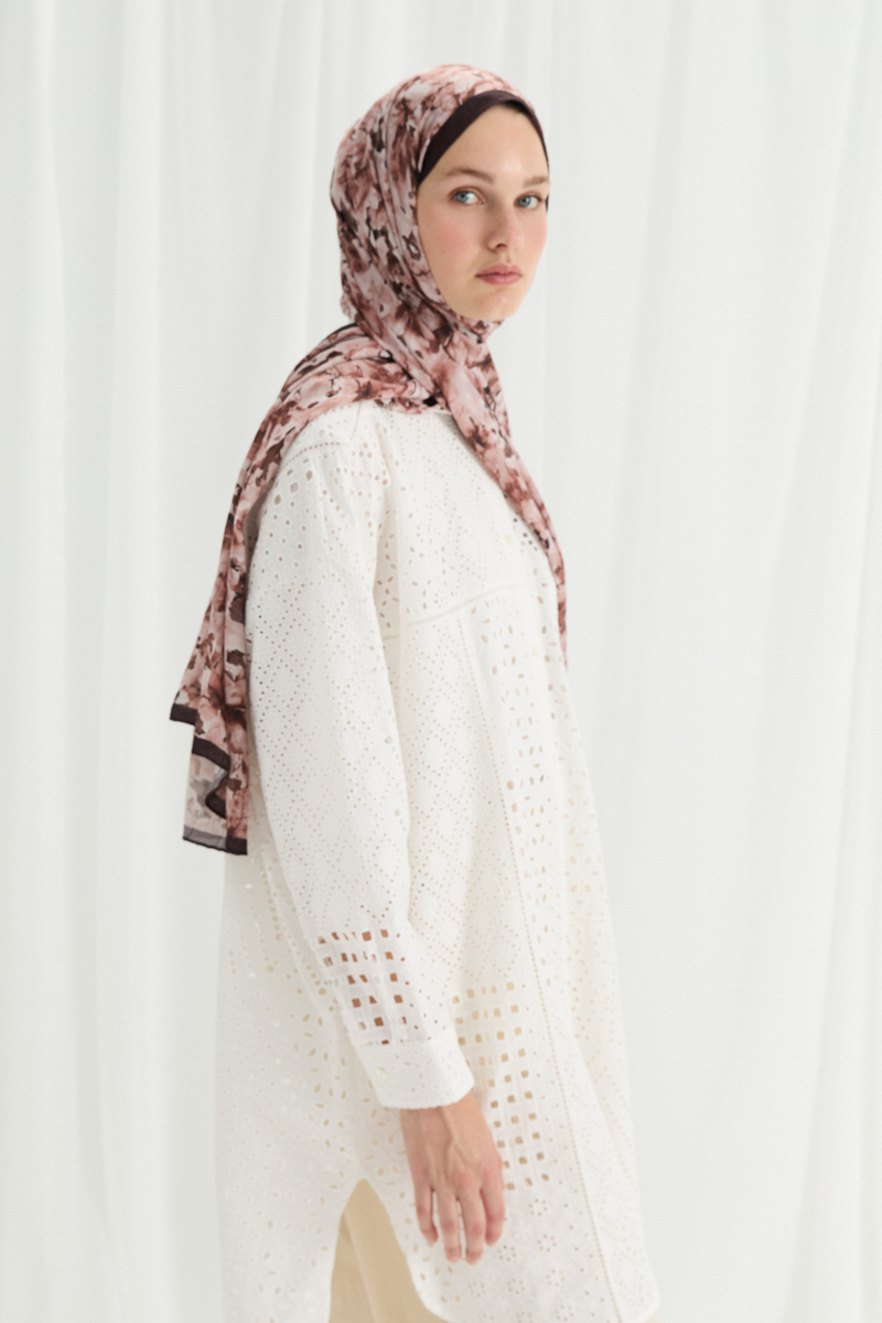 Olivia Kraş Şal - Kahve - 4