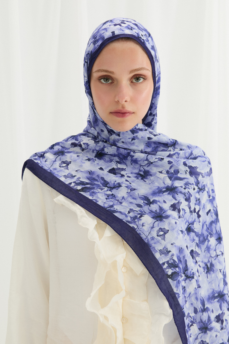 Olivia Kraş Şal - Lacivert - 3