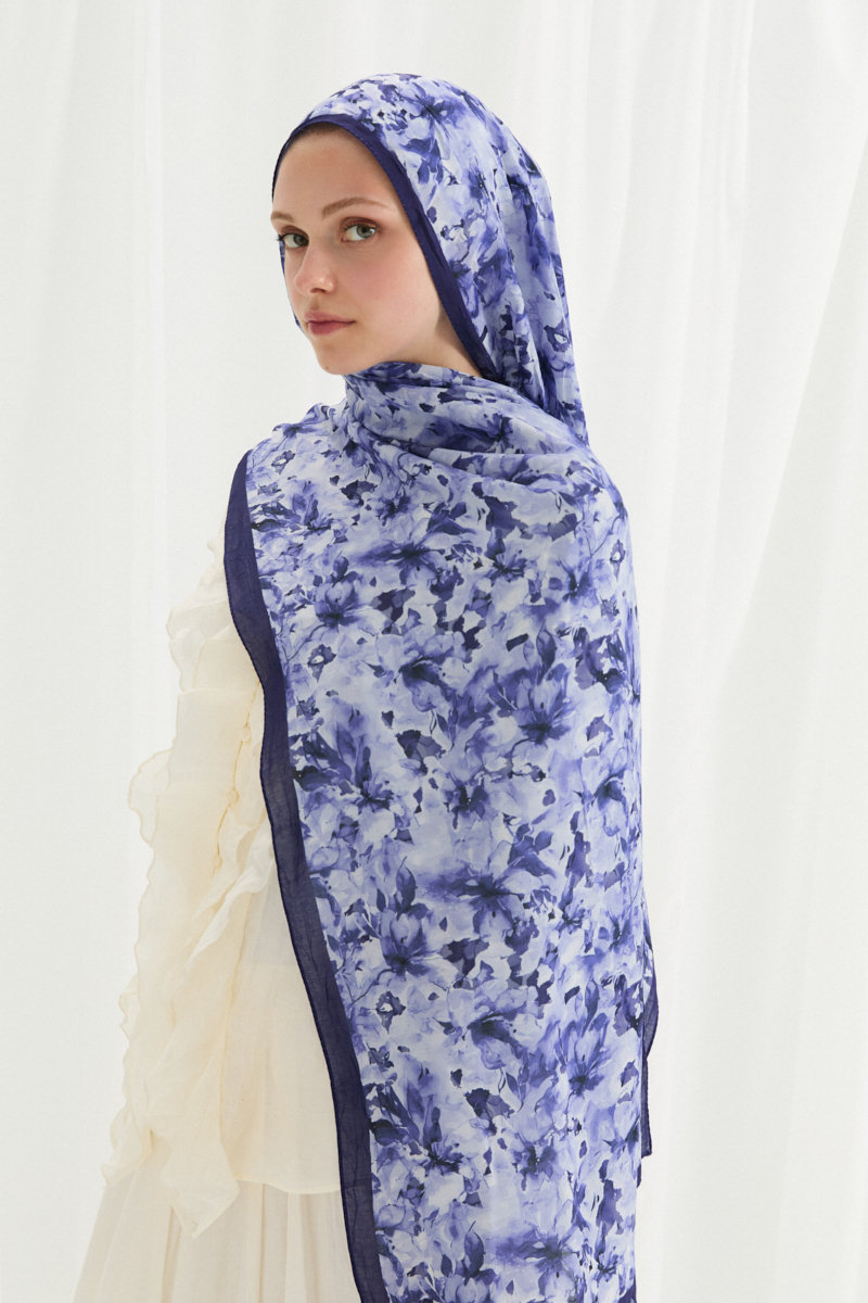 Olivia Kraş Şal - Lacivert - 4