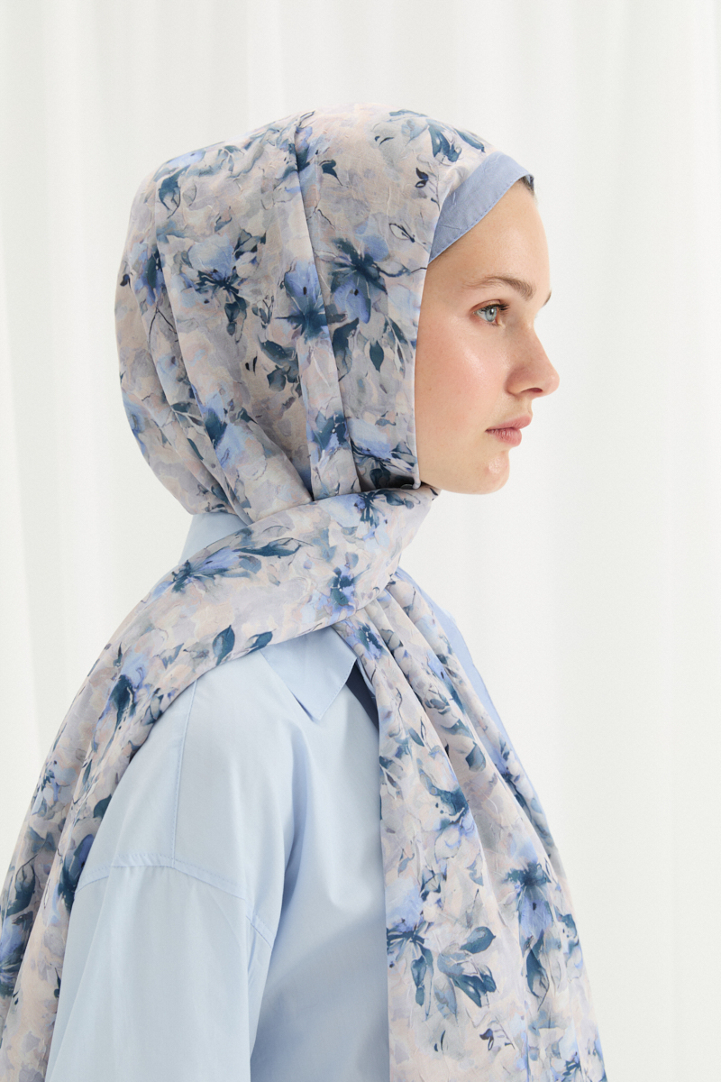 Olivia Kraş Şal - Mavi - 2