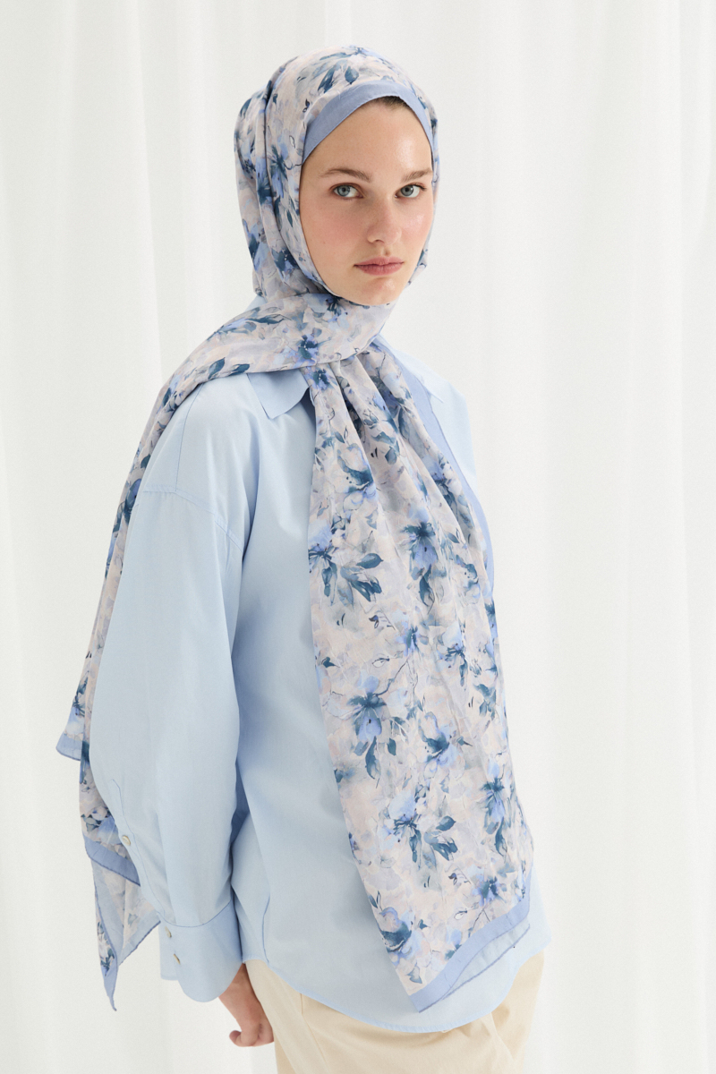 Olivia Kraş Şal - Mavi - 4