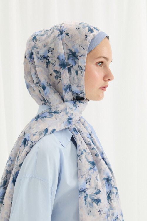 Olivia Kraş Şal - Mavi - Camellia Scarfs (1)