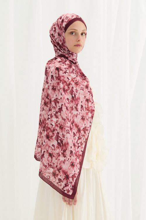 Olivia Kraş Şal - Vişne - Camellia Scarfs (1)