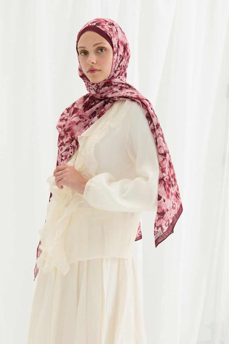 Olivia Kraş Şal - Vişne - 3