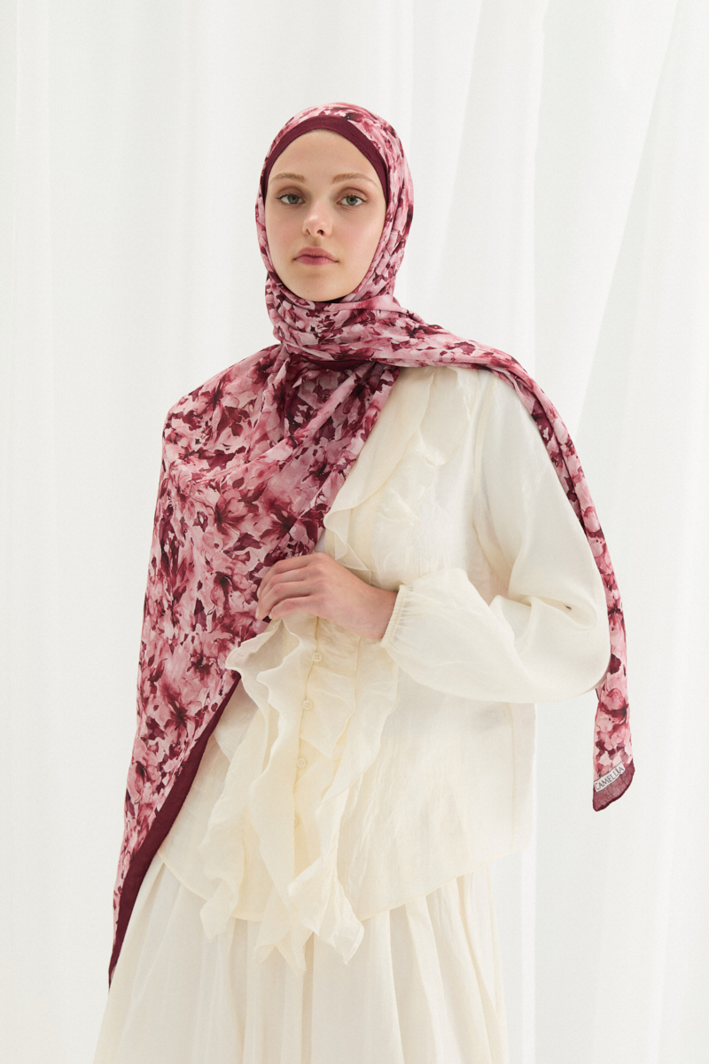 Olivia Kraş Şal - Vişne - 1