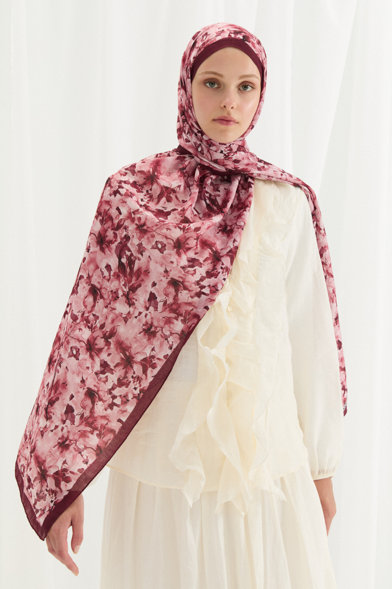 Olivia Kraş Şal - Vişne - 4