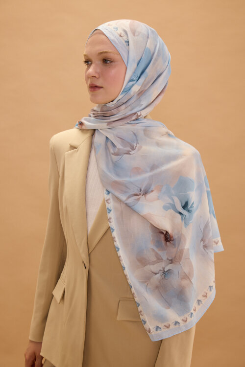 Opera Kraş Şal - Bebe Mavisi - Camellia Scarfs (1)