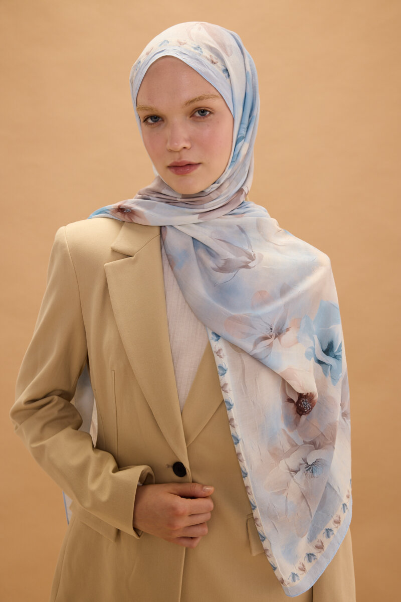 Opera Kraş Şal - Bebe Mavisi - 1