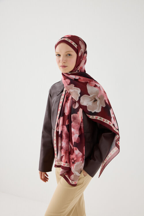 Opera Kraş Şal - Bordo - Camellia Scarfs (1)