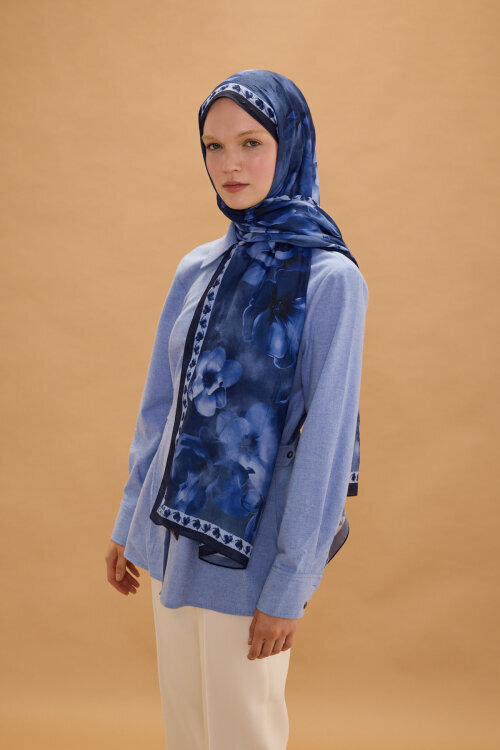 Opera Kraş Şal - Lacivert 