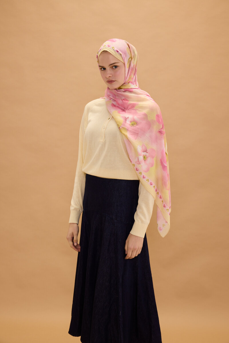 Opera Kraş Şal - Pembe Sarı - 1