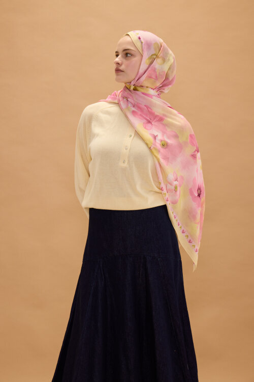 Opera Kraş Şal - Pembe Sarı - Camellia Scarfs (1)