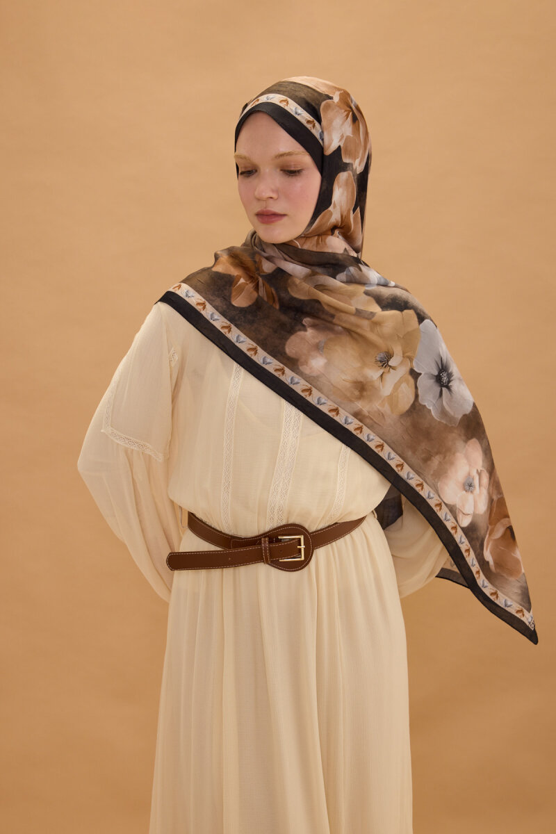 Opera Kraş Şal - Siyah Bej - 1